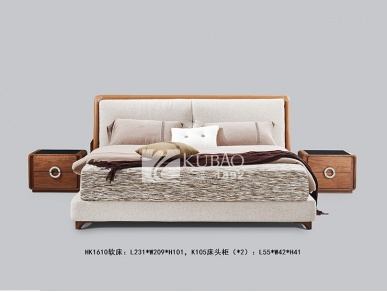 HK1610<strong style="color:#cc0000;"><strong style="color:#cc0000;">软床</strong></strong>+K105床头柜X2