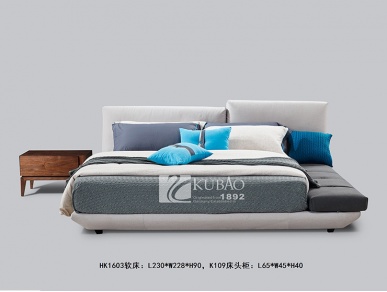 HK1603<strong style="color:#cc0000;"><strong style="color:#cc0000;">软床</strong></strong>+K109床头柜