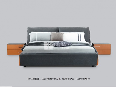 HK1602<strong style="color:#cc0000;"><strong style="color:#cc0000;">软床</strong></strong>+K12床头柜